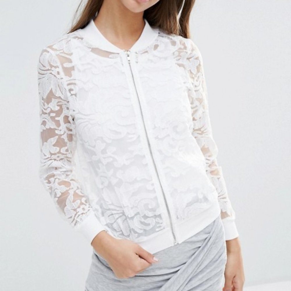 Boohoo Organza Embroidered Bomber Jacket